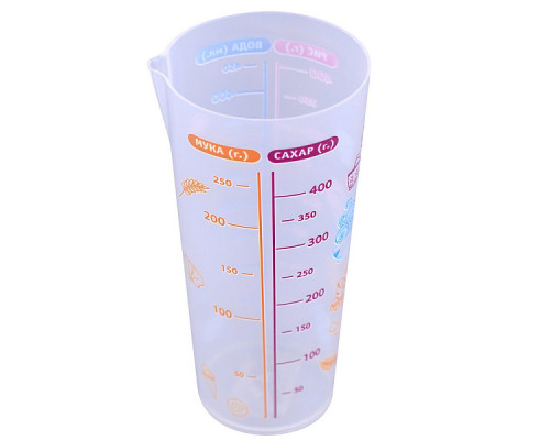 Стакан мерный "Мука/Сахар/Рис/Вода" 500 мл. NEW