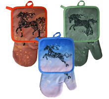 Прихватка с рукавицей "Спирит". Набор из 2-х предметов. Размер: прихватка 17х17 см, рукавица 17х27 см. 3 диз. NEW