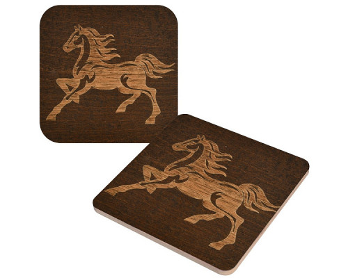 Подставка под горячее "Мустанг" 14*14см (гравировка) NEW