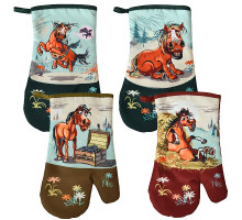 Прихватка-рукавица "Савраска". Размер 17х27 см. 4 диз. NEW