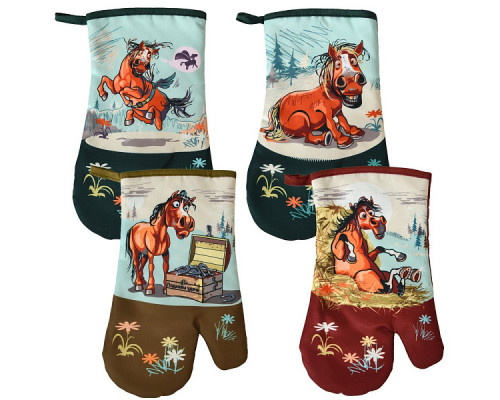 Прихватка-рукавица "Савраска". Размер 17х27 см. 4 диз. NEW