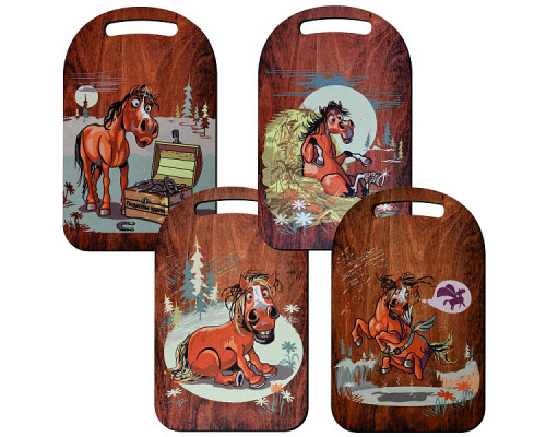 Доска разделочная "Савраска", размер 29х18,5см  4диз. NEW