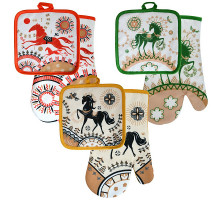 Прихватка с рукавицей "Сивка-Бурка". Набор из 2-х предметов. Размер: прихватка 17х17 см, рукавица 17х27 см. 3 диз. NEW