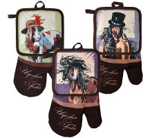 Прихватка с рукавицей "Игривая грива". Набор из 2-х предметов. 3 диз. NEW