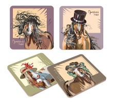 Подставка под горячее "Игривая грива" 14*14см. 4 диз. NEW