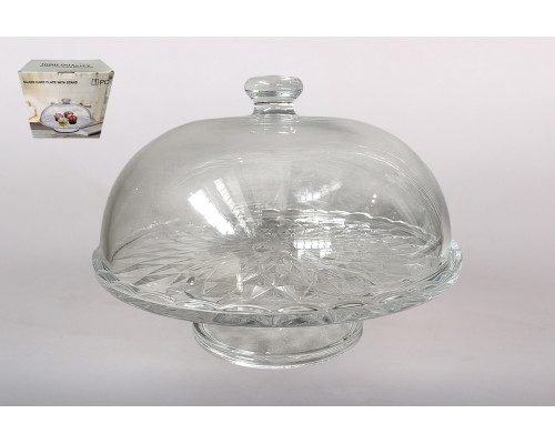 Блюдо для торта с крышкой 29х20см Коралл  9102  стекло