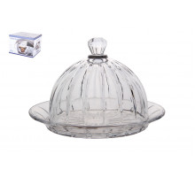 Блюдо для торта с крышкой d19.7см  h13см Коралл  8722  стекло