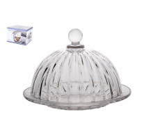 Блюдо для торта с крышкой d19см h14см Коралл  8720  стекло