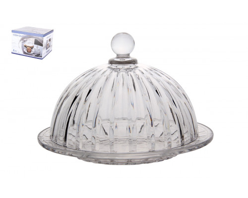 Блюдо для торта с крышкой d19см h14см Коралл  8720  стекло