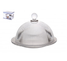 Блюдо для торта с крышкой d19см h14см Коралл  8721  стекло