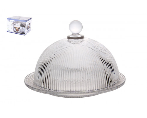 Блюдо для торта с крышкой d19см h14см Коралл  8721  стекло