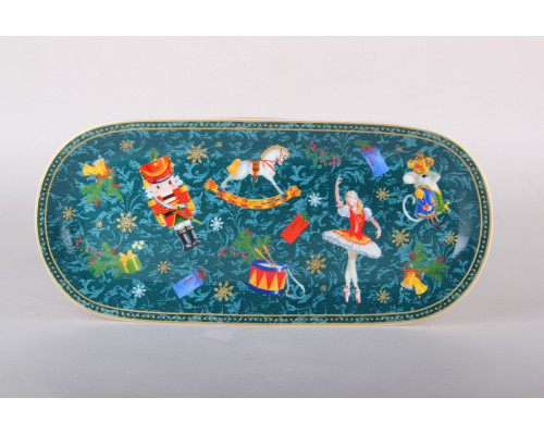 Блюдо овальное 25х11.5см Коралл Щелкунчик и мышиный король, зеленый YQ25022  фарфор