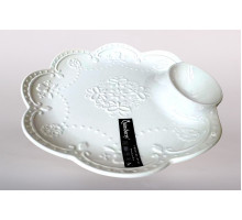 Блюдо сервировочное 25.5х25см с соусницей Коралл  9083  фарфор