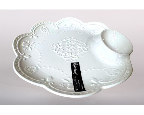 Блюдо сервировочное 25.5х25см с соусницей Коралл  9083  фарфор