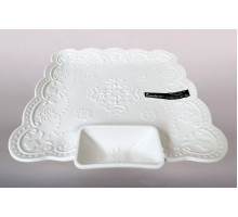 Блюдо сервировочное 26х25см с соусницей Коралл  9082  фарфор