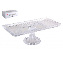 Блюдо сервировочное на ножке 33х16.5х12.5 см Коралл  YJ-7025-7  стекло