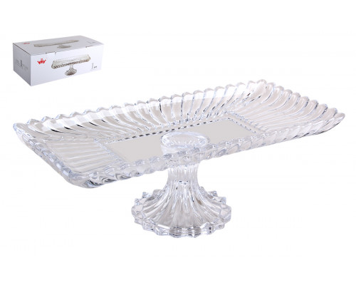 Блюдо сервировочное на ножке 33х16.5х12.5 см Коралл  YJ-7025-7  стекло