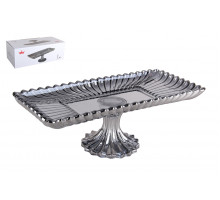 Блюдо сервировочное на ножке 33х16.5х12.5 см Коралл black YJ-7025-7BD  стекло