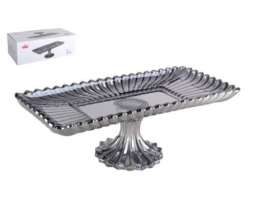 Блюдо сервировочное на ножке 33х16.5х12.5 см Коралл black YJ-7025-7BD  стекло