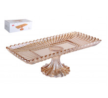 Блюдо сервировочное на ножке 33х16.5х12.5 см Коралл gold YJ-7025-7D  стекло