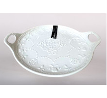 Блюдо сервировочное с ручками 23х20см Коралл  9084  фарфор