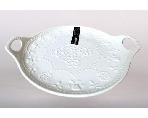 Блюдо сервировочное с ручками 23х20см Коралл  9084  фарфор