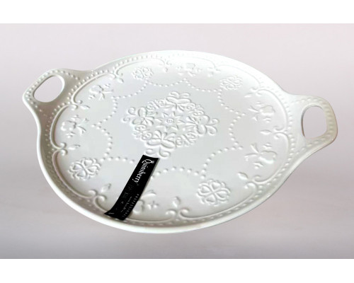 Блюдо сервировочное с ручками 30х25см Коралл  9085  фарфор