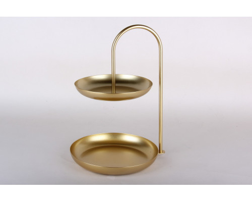 Ваза для фруктов 2-х ярусная 16х20х30 см золотая Коралл  8927  без