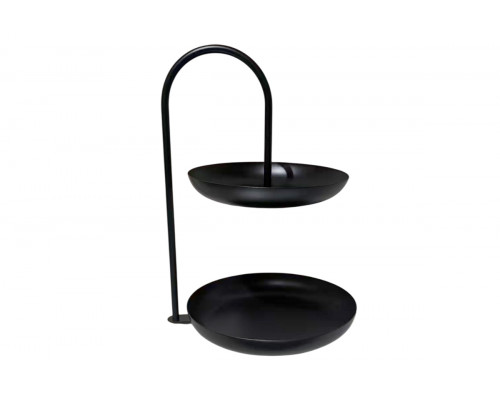 Ваза для фруктов 2-х ярусная 16х20х30 см черная Коралл  8926  без