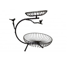 Ваза для фруктов 2-х ярусная 16х25х35 см черная Коралл  8924  без