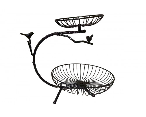 Ваза для фруктов 2-х ярусная 16х25х35 см черная Коралл  8924  без