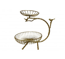 Ваза для фруктов 2-х ярусная 16х25х35см золотая Коралл  8922  без