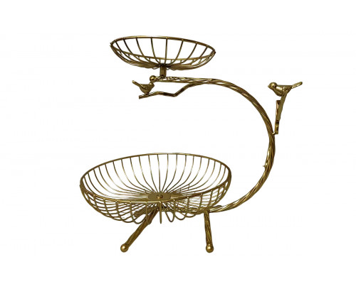 Ваза для фруктов 2-х ярусная 16х25х35см золотая Коралл  8922  без