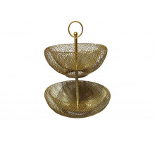 Ваза для фруктов 2-х ярусная 18.5х28х37 см золотая Коралл  8921  без