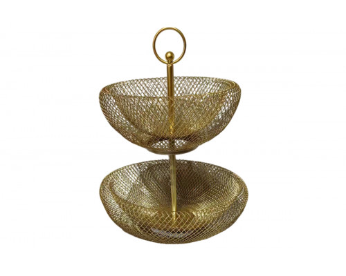 Ваза для фруктов 2-х ярусная 18.5х28х37 см золотая Коралл  8921  без