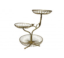 Ваза для фруктов 3-х ярусная 16х16х25х36 см золотая Коралл  8923  без