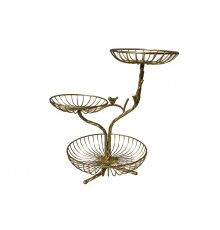 Ваза для фруктов 3-х ярусная 16х16х25х36 см золотая Коралл  8923  без