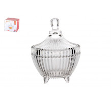 Ваза сервировочная с крышкой 10х13см Коралл  8810  стекло