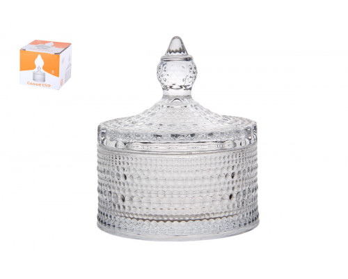 Ваза сервировочная с крышкой 8.5х10см Коралл  8715  стекло