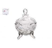 Ваза сервировочная с крышкой 9.5х14см Коралл  8813  стекло