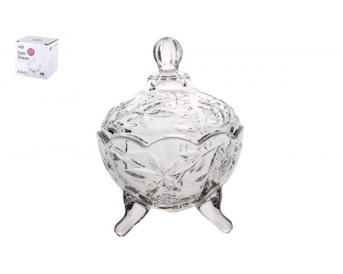 Ваза сервировочная с крышкой 9.5х14см Коралл  8813  стекло