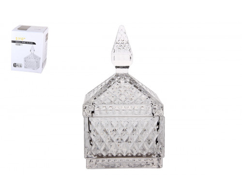 Ваза сервировочная с крышкой 9х15.5см Коралл  8807  стекло