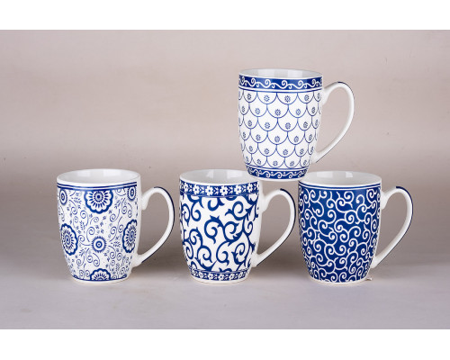 Кружка 350мл микс 4 диз Коралл  8906  фарфор