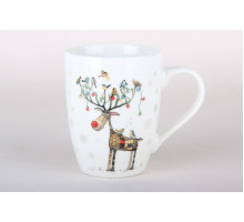 Кружка 360мл Коралл Новогодний олень N-41  фарфор