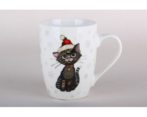 Кружка 360мл Коралл Новогодний котенок N-42  фарфор