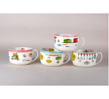 Кружка-бульонница 680мл Коралл 4 диз 9080  фарфор