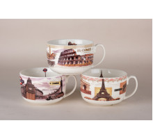 Кружка-бульонница 700мл микс 4 диз Коралл  8902  фарфор