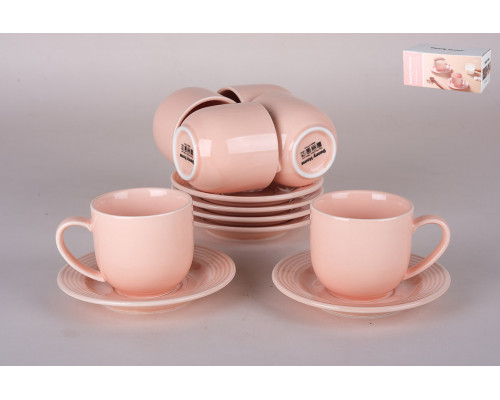 Набор кофейный 6/12 120мл Коралл  SYP-66-07  фарфор