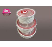 Набор салатников с крышкой 1/3 Коралл  8957  фарфор