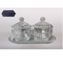 Набор сервировочных ваз на подставке 10х11.5см/12х23.7см Коралл  9108  стекло